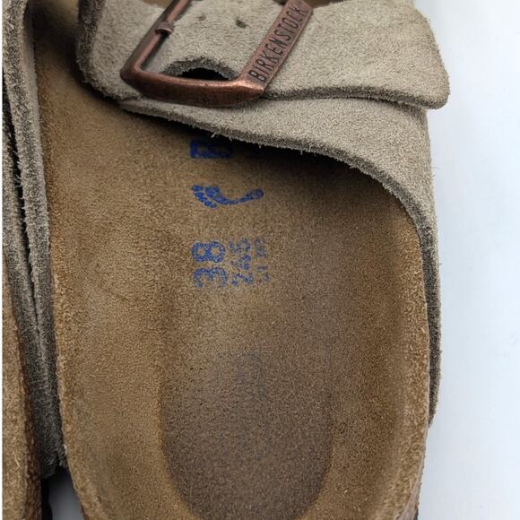 Birkenstock Arizona Soft Footbed Suede Leather Sandals Taupe Size USW7/M5 EU38 - Picture 9 of 15